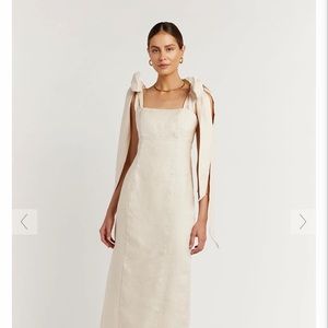 DISSH Pearl Linen Midi Bow Dress